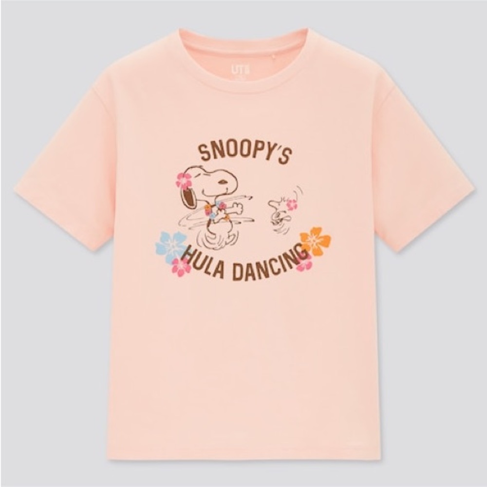 NWOT UNIQLO Peanuts Snoopy Hula Dancing Peach Tee
